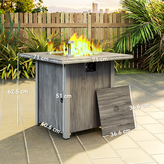 Outsunny 50,000 BTU Gas Fire Pit Table, with Cover - Dark Grey