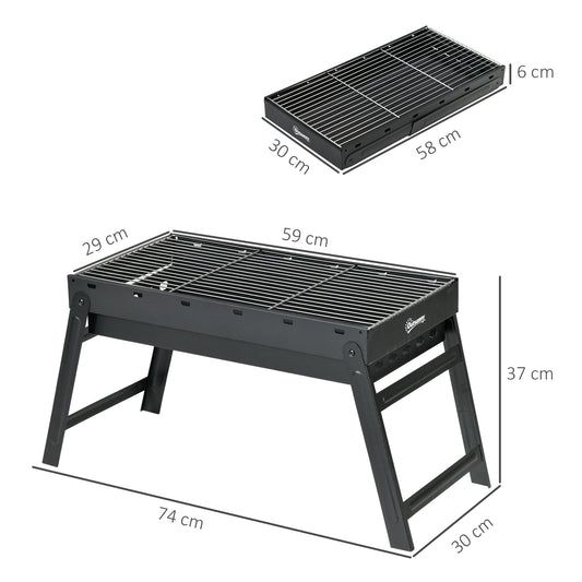 Outsunny Foldable Charcoal Grill - Black