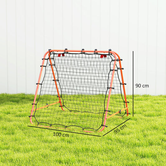 HOMCOM Double Sided Football Rebounder Net, Football Rebound Goal with Five Adjustable Angles, Orange