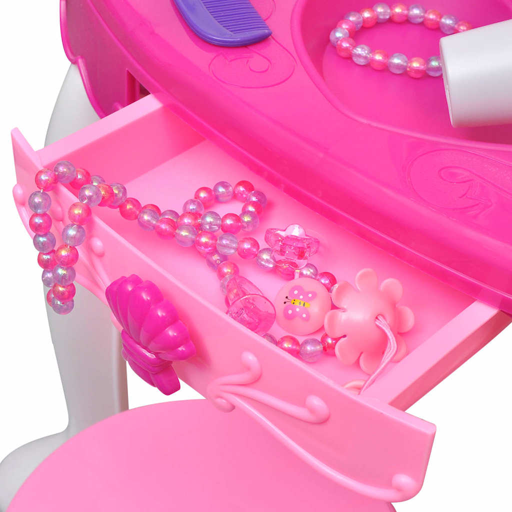 3-Mirror Kids' Playroom Standing Toy Vanity Table With Light/Sound