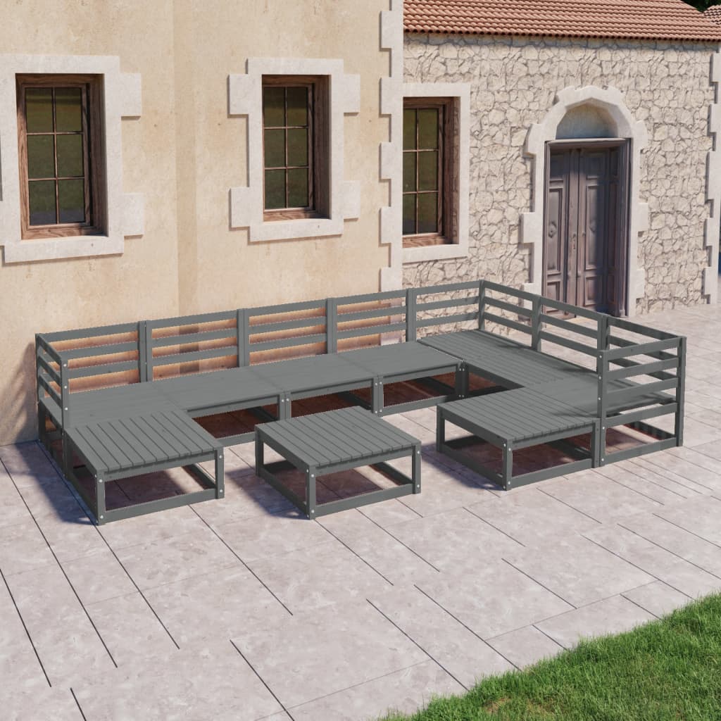 10 Piece Garden Lounge Set Solid Pinewood
