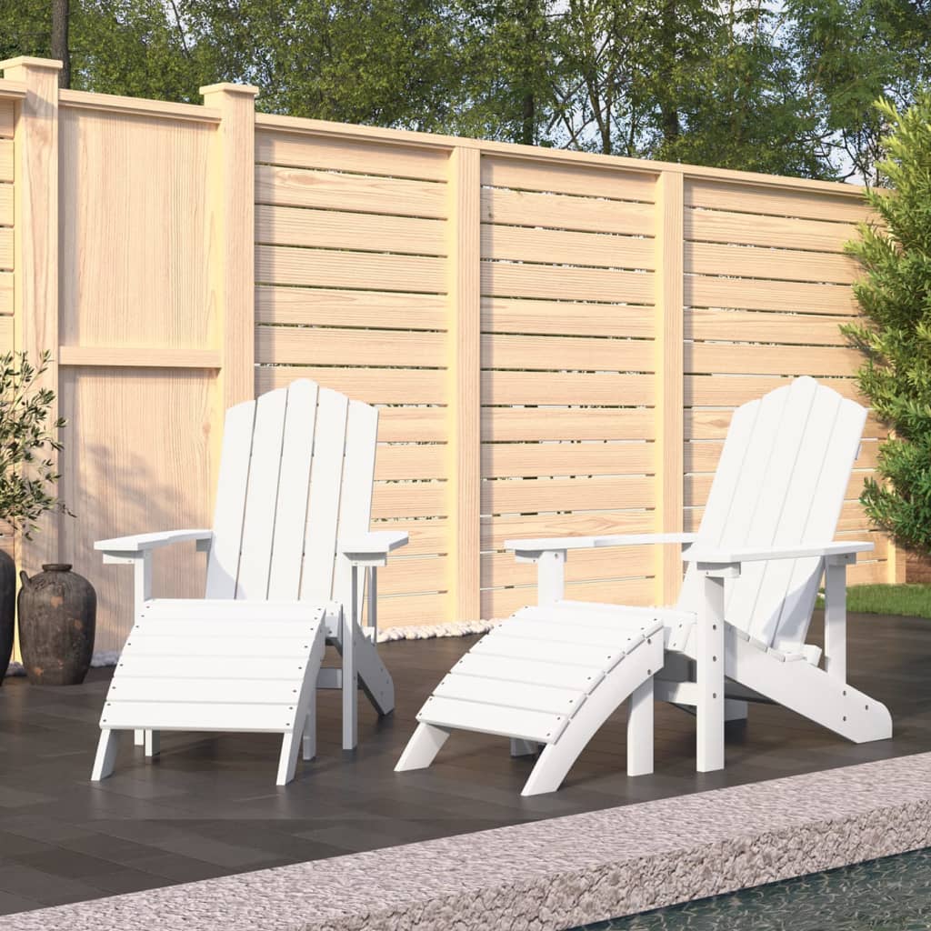 Garden Adirondack Chairs 2 Pcs With Footstools Hdpe