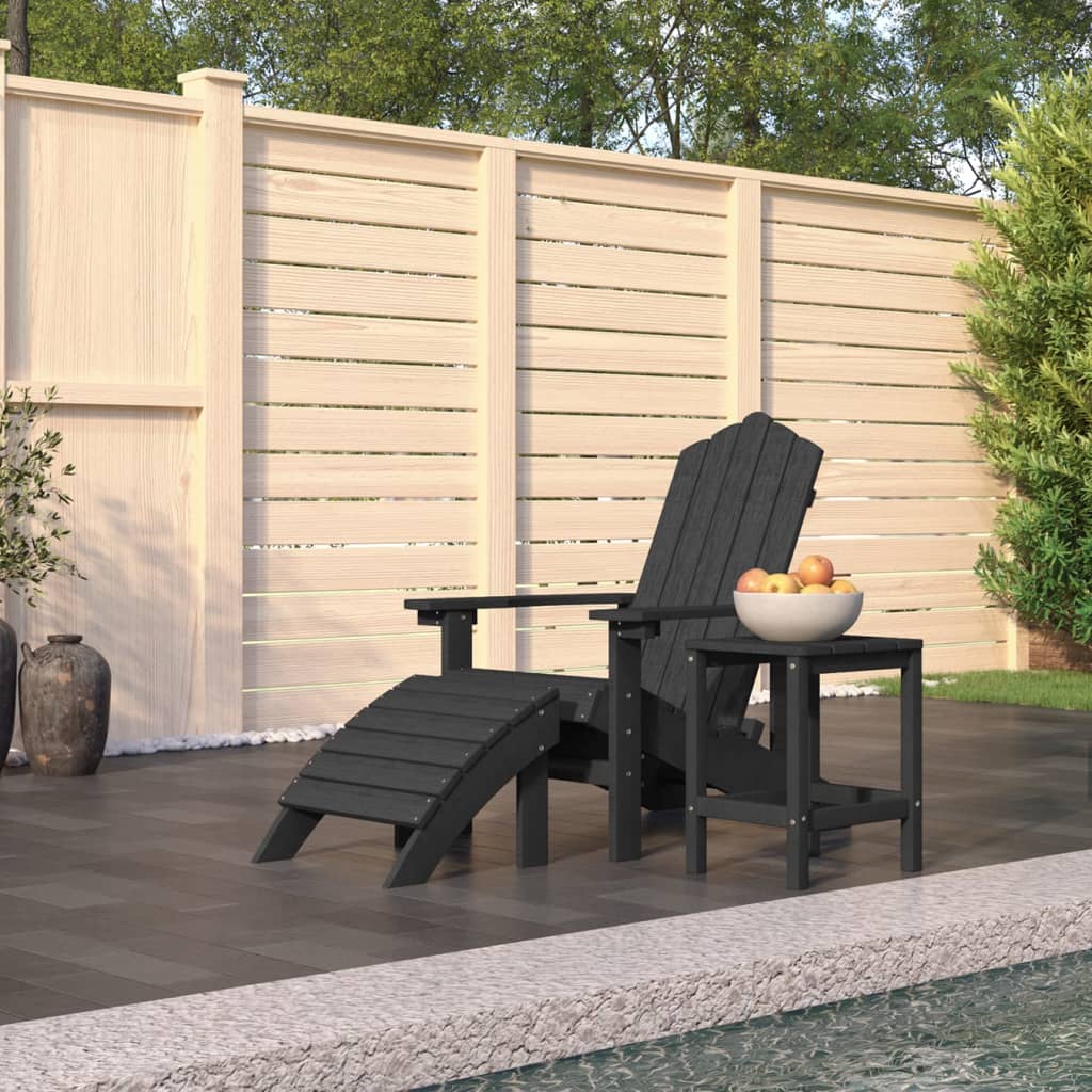 Garden Adirondack Chairs 2 Pcs With Footstools Hdpe