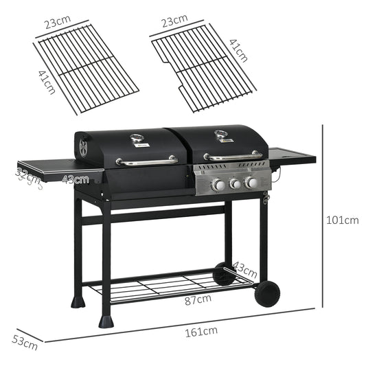 Outsunny Dual Fuel BBQ Grill - Black