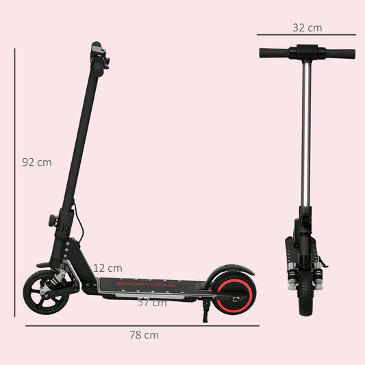 SPORTNOW Folding Electric Scooter for Kids, with Dual Brakes, Front Suspension, LED Colourful Lights, Black