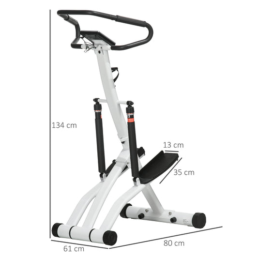 SPORTNOW Foldable Stepper Machine with 12-Level Hydraulic Resistance, Step Machine Exerciser with LCD Monitor and Drink Holder, for Home Fitness Workout, White and Black