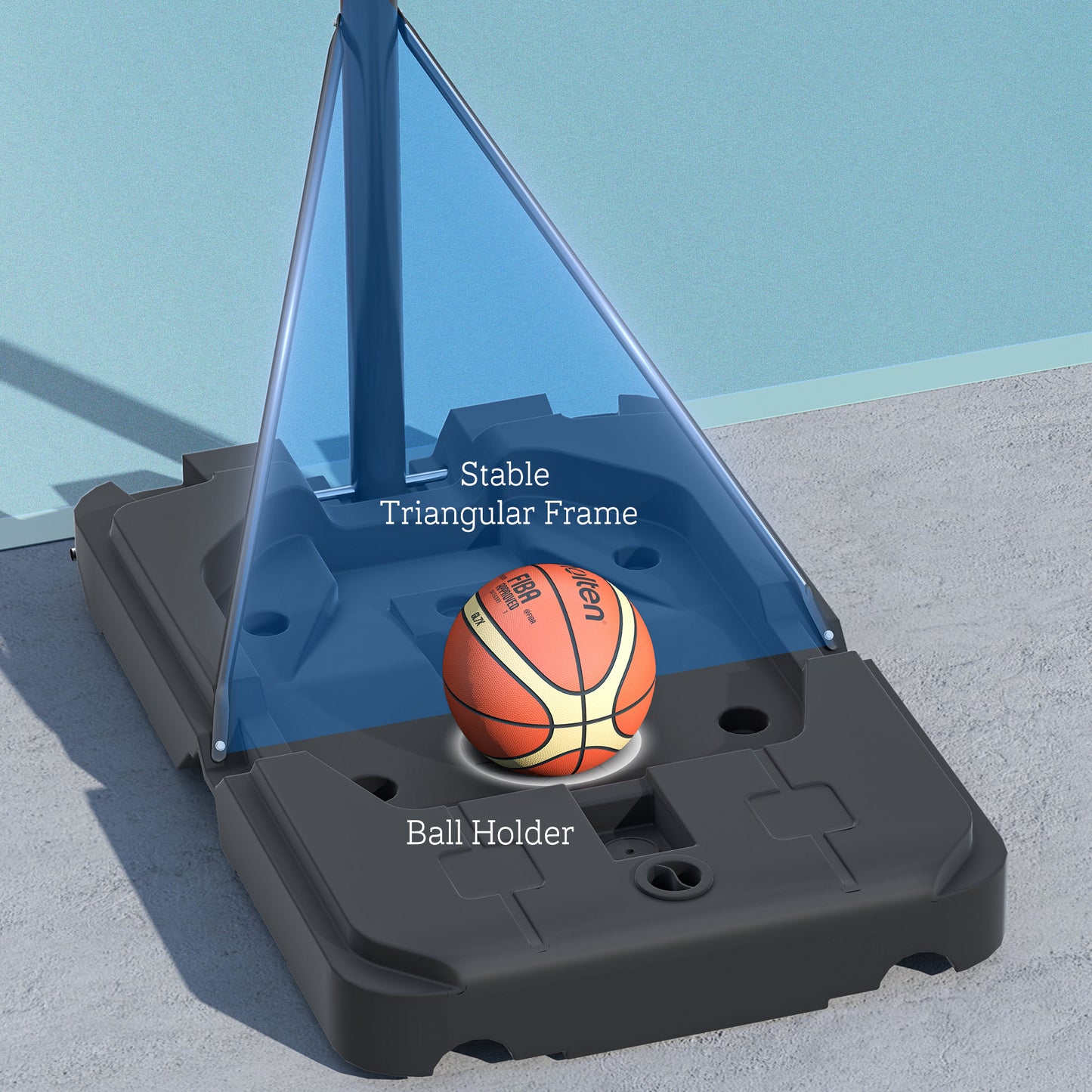 SPORTNOW 2.3-3.05m Basketball Hoop and Stand, with Weighted Base, Wheels, Black