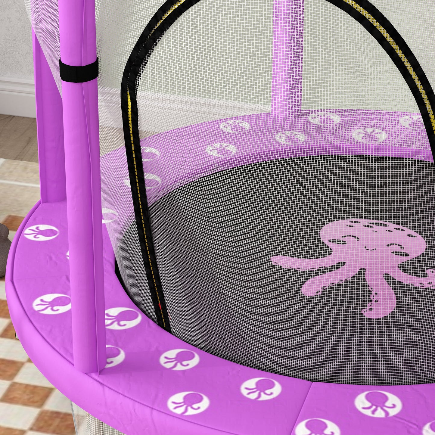 AIYAPLAY 4.6ft Toddler Trampoline w/ Safety Enclosure Net, for Indoor Outdoor Use, Ages 3-6 Years, Purple