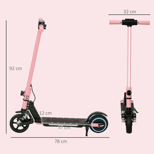 SPORTNOW Electric Scooter for Kids, Folding E Scooter for Age 6-14 with Dual Brakes, Up to 14 KM/H, Maximum Range 6 KM, 6.8kg Lightweight, Front Suspension, LED Colourful Lights, Pink