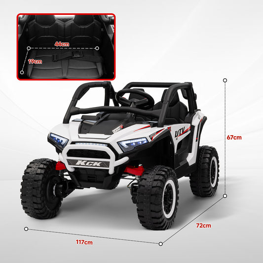 AIYAPLAY 2 Seater 24V 7AH Ride on Truck, Battery Powered Electric Ride On Car w/ Remote, Suspension, 3 Speeds, White