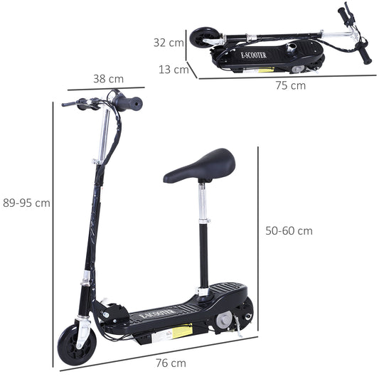 HOMCOM Outdoor Ride On Powered Scooter 120W Motor Bike 2 x 12V Battery - Black