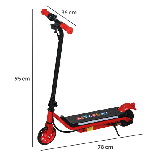 AIYAPLAY Electric Scooter for Kids Aged 6-14 Years, with Colourful Lights, Red