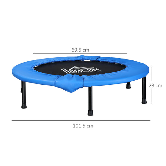 HOMCOM ?101 Mini Fitness Trampoline Home Gym Yoga Exercise Rebounder Indoor Outdoor Jumper with Safety Pad, Support Up to 100 KG, Blue and Black