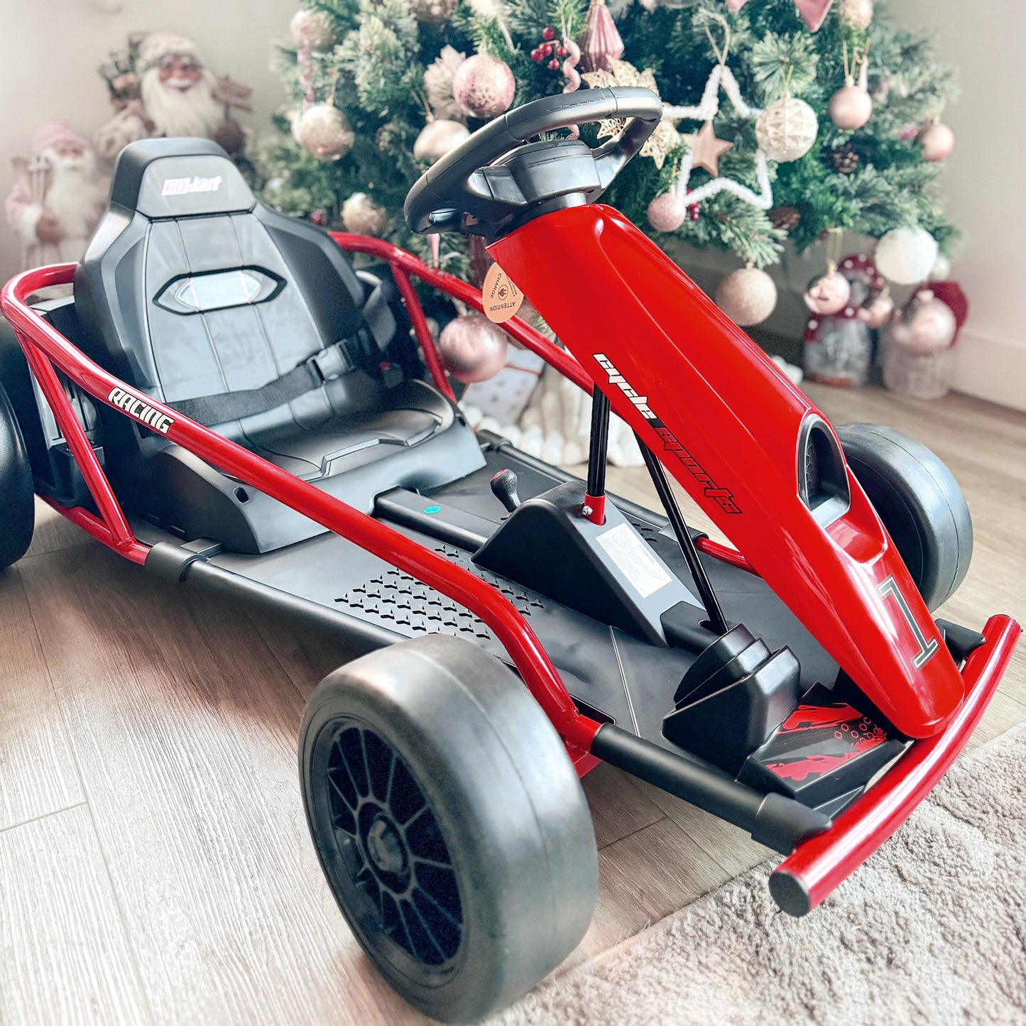 HOMCOM 24V Electric Go Kart for Kids, Drift Ride-On Racing Go Kart with 2 Speeds, for Boys Girls Aged 8-12 Years Old, Red