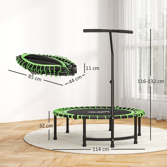 HOMCOM Mini Round Steel Frame Trampoline w/ Adjustable Handle, Green