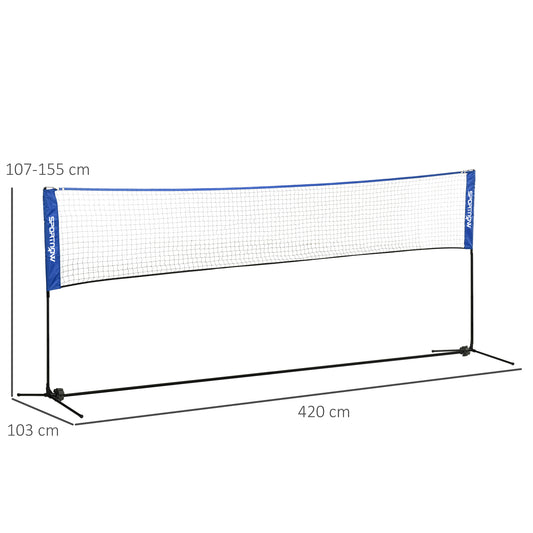 SPORTNOW 4m Badminton Net, Height Adjustable Outdoor Sports Net, with Carry Bag, for Tennis, Pickleball, Volleyball, Blue
