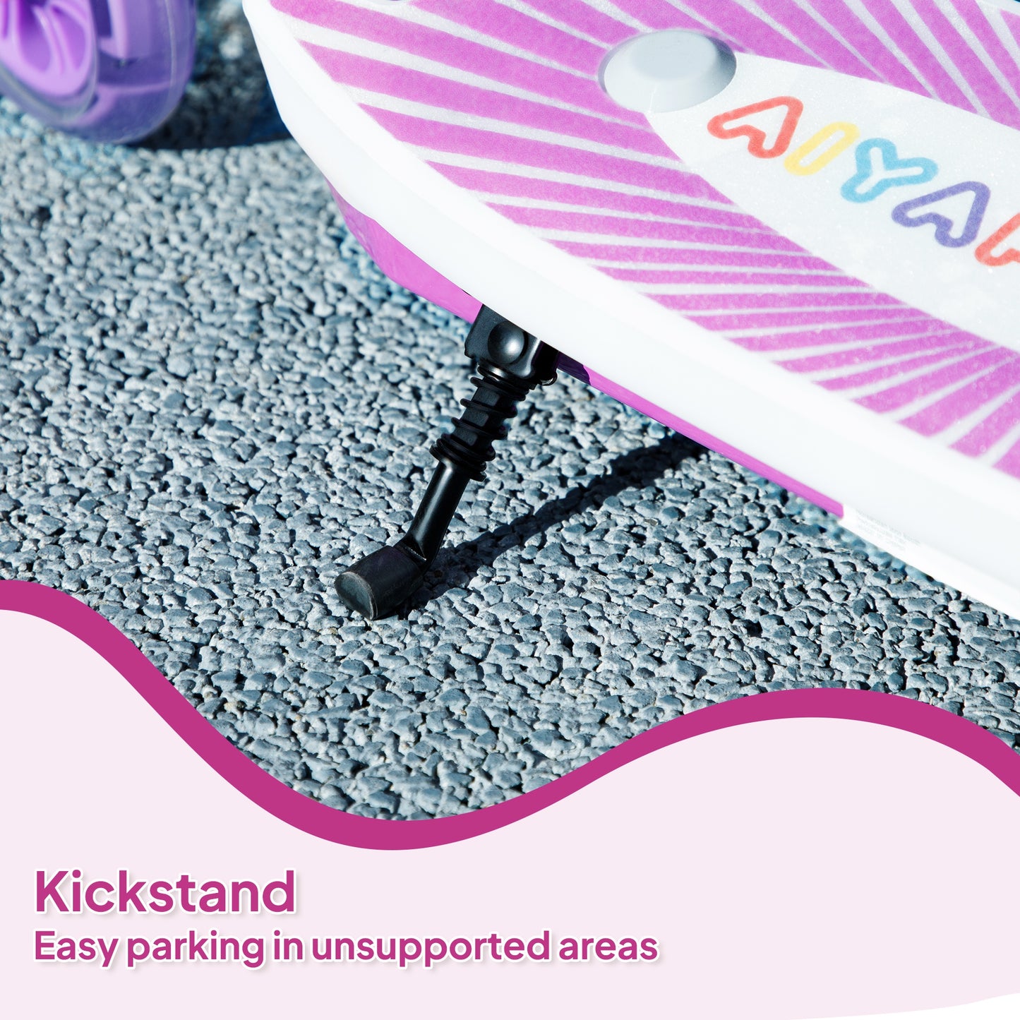 AIYAPLAY Electric Scooter for Kids Aged 4-7 Years, with Flashing LED Lights, Rear Auxiliary Wheels, Purple