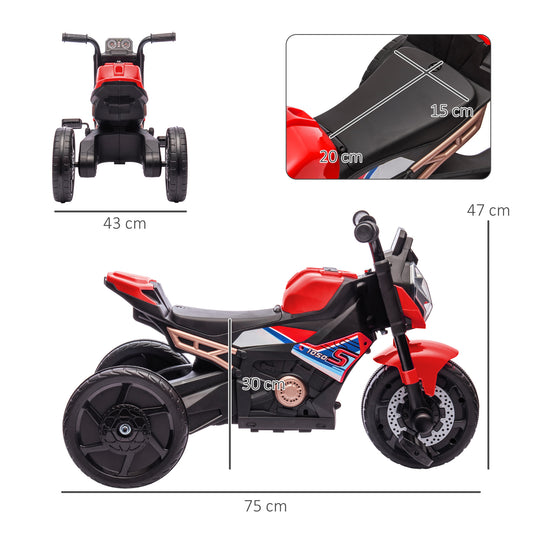 AIYAPLAY Motorcycle Design, 3 in 1 Toddler Trike, Sliding Car, Balance Bike with Headlight, Music, Horn, Red