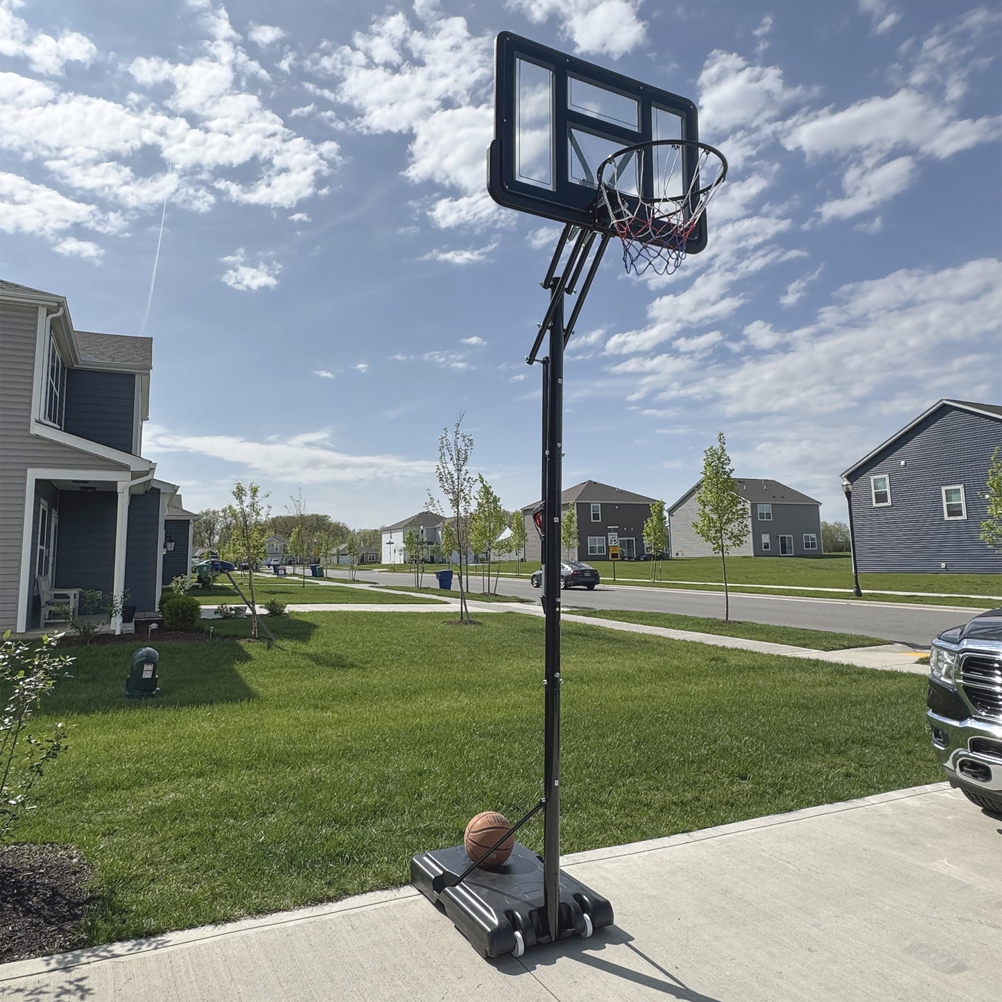 SPORTNOW Height Adjustable Basketball System, Freestanding Basketball Hoop and Stand w/ Wheels, 2.35-3.05m
