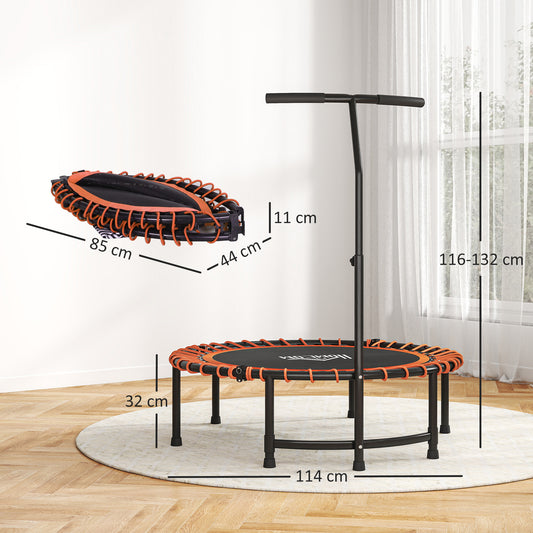 HOMCOM Mini Round Steel Frame Trampoline w/ Adjustable Handle, Orange