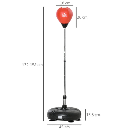 HOMCOM Punching Bag with Stand, 132-158cm Adjustable Height, for Teens, Red/Black