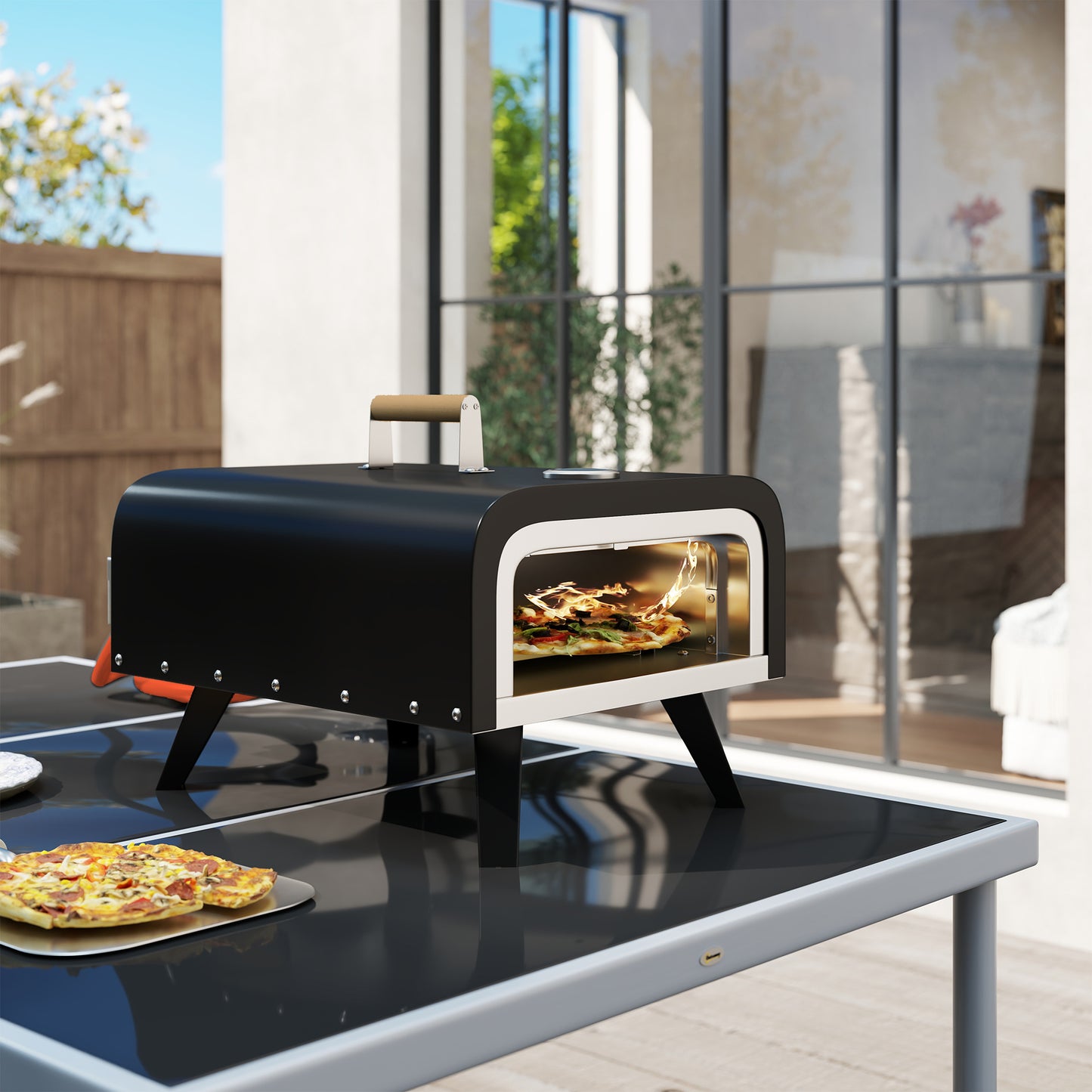 Outsunny Gas Powered 12" Pizza Oven - Black