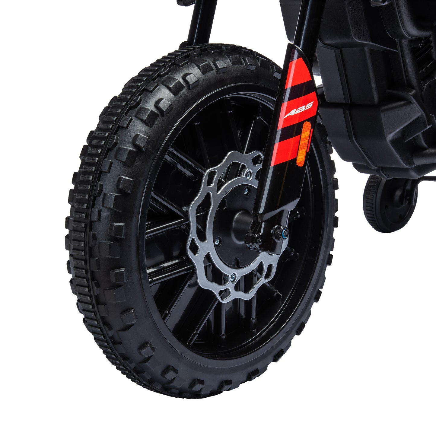 AIYAPLAY 12V Aprilia Licensed Kids Motorbike with Training Wheels, Spring Suspension, LED Headlight, USB, Music, Red/Black