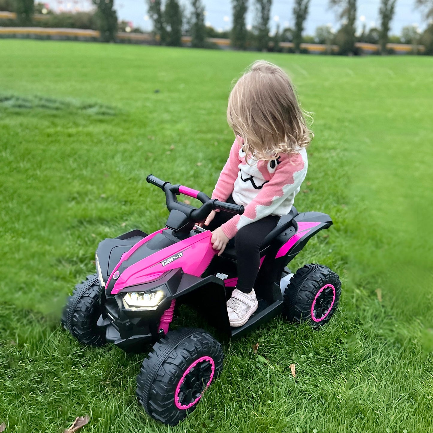 HOMCOM 12V Ride-On Quad Bike w/ Music, Horn, for Ages 3-5 Years - Pink