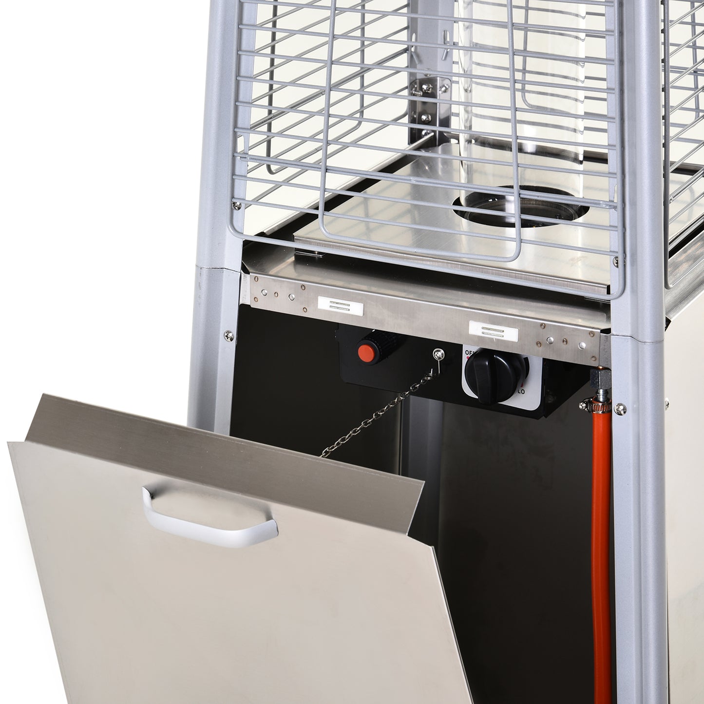 Outsunny Stainless Steel Outdoor Garden Pyramid Patio Heater with Wheels and Rain Cover - Silver