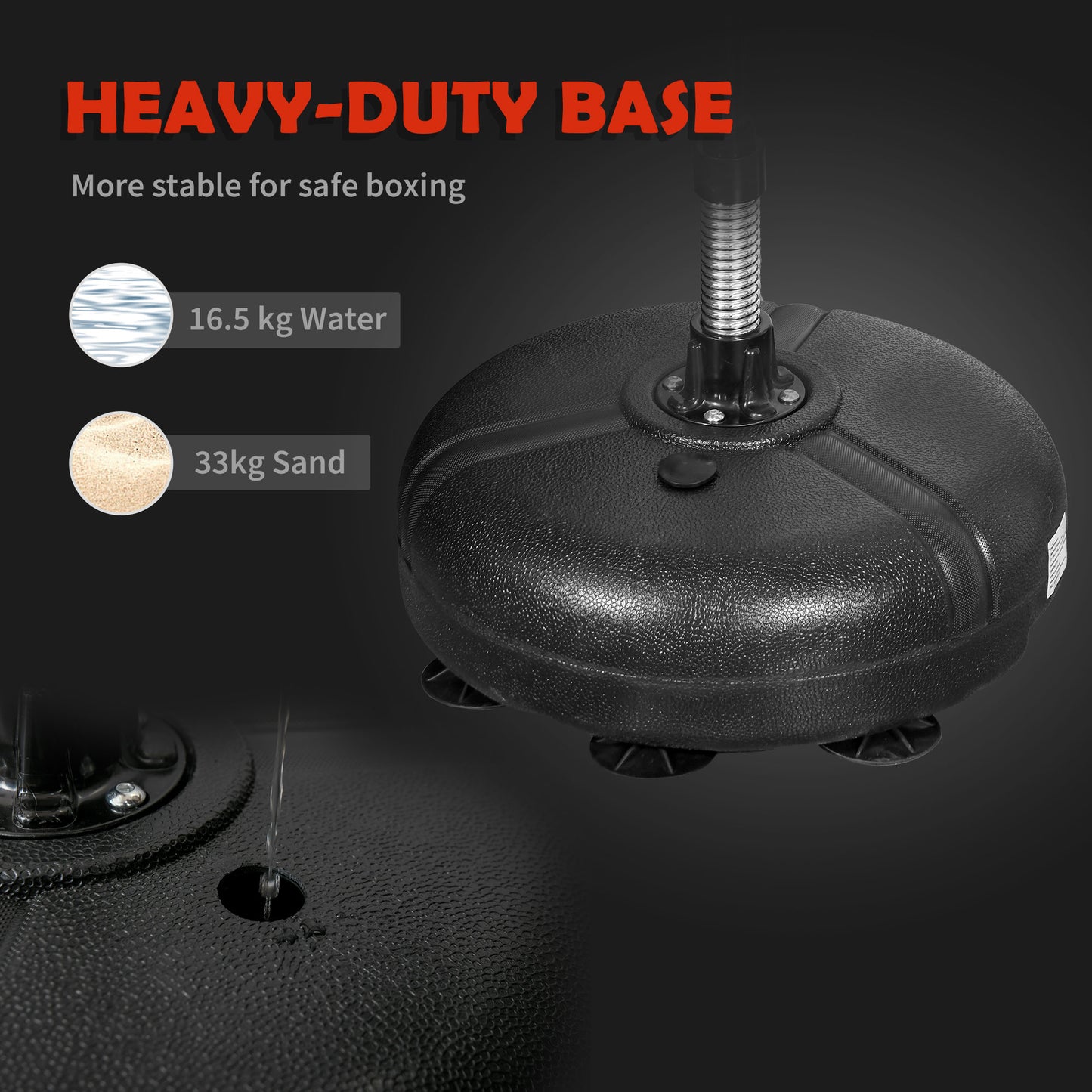 HOMCOM Punching Bag with Stand, 132-158cm Adjustable Height, for Teens, Red/Black