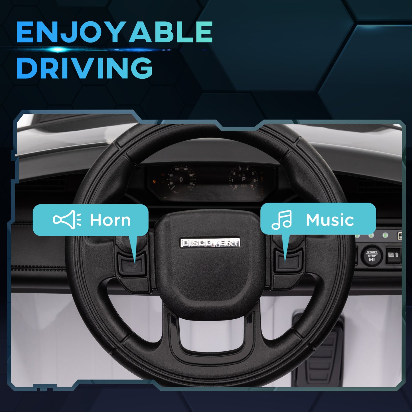 AIYAPLAY Licensed Land Rover Discovery Sport, 12V Kids Ride on Car w/ Remote Control, Lights, Music, Horn, for 3-6 Years, White