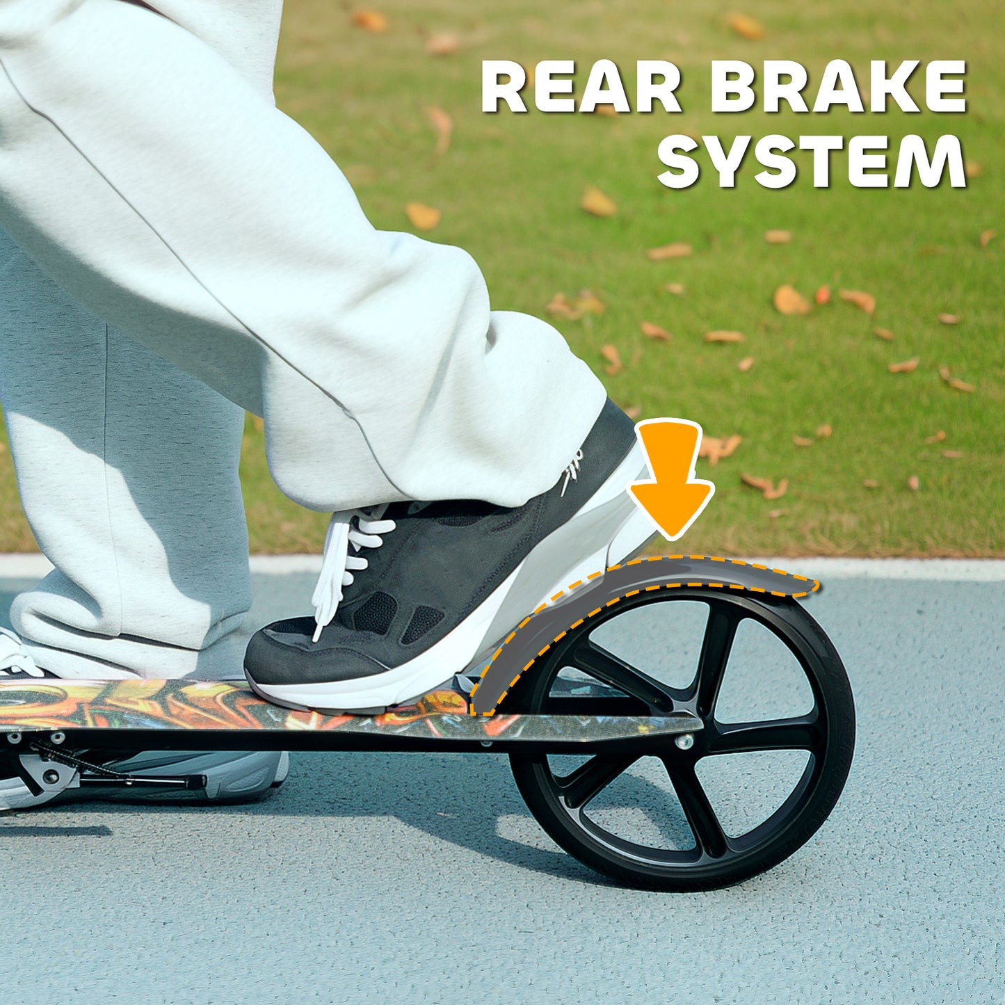 AIYAPLAY Foldable Kids Scooter with Adjustable Handlebar, 200mm Big Wheel, Rear Fender Brake, for Ages 6-12 Years, Black