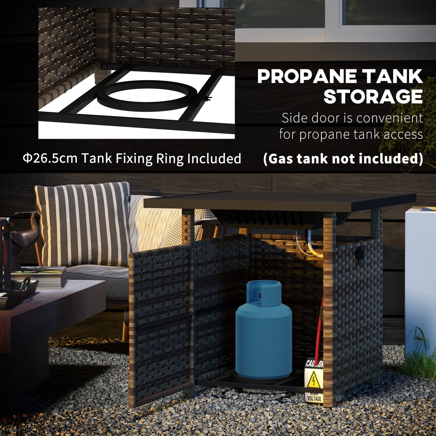 Outsunny 72.5 x 72.5cm 50,000 BTU Fire Pit Table, with Cover - Brown