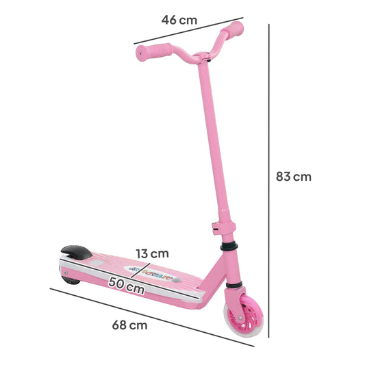 AIYAPLAY Electric Scooter for Kids Aged 4-7 Years, with Flashing LED Lights, Rear Auxiliary Wheels, Pink