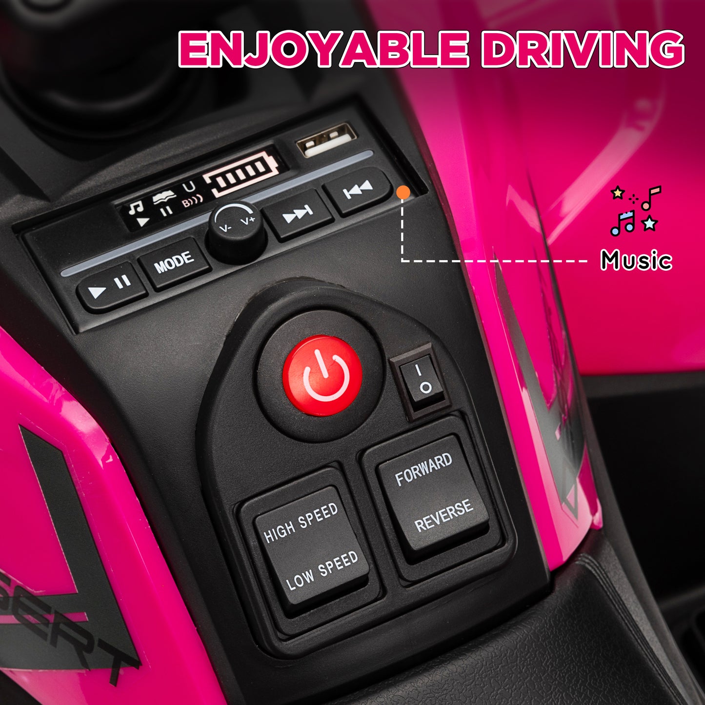 AIYAPLAY 12V Kids Electric Ride on ATV, Battery-Powered Quad Bike w/ Spring Suspension, Forward Backward, Storage Basket, Pink