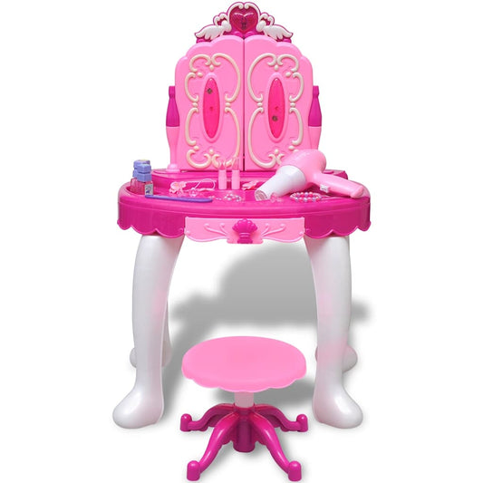 3-Mirror Kids' Playroom Standing Toy Vanity Table With Light/Sound