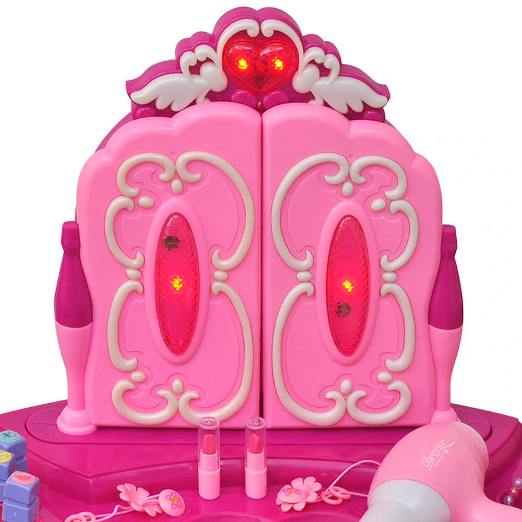3-Mirror Kids' Playroom Standing Toy Vanity Table With Light/Sound