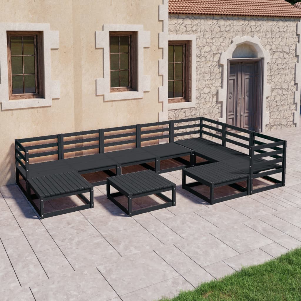 10 Piece Garden Lounge Set Solid Pinewood