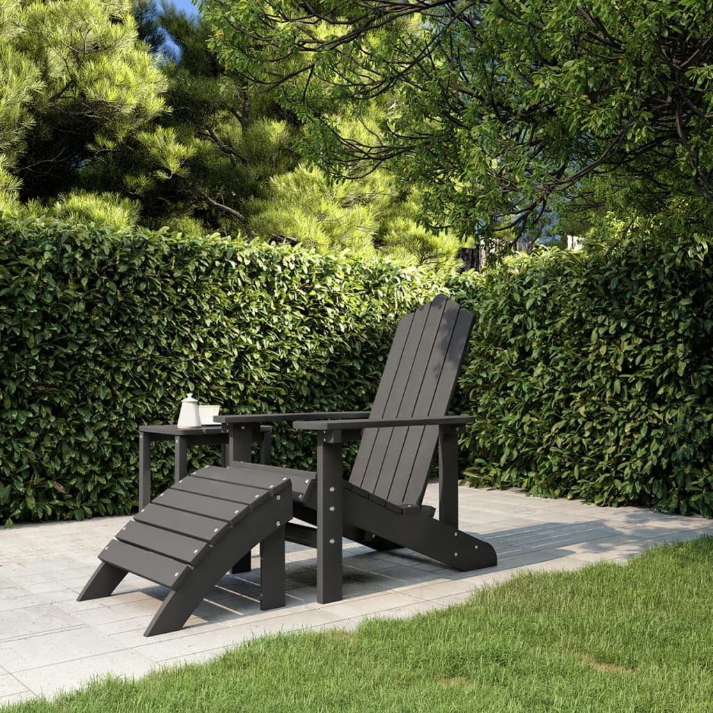 Garden Adirondack Chairs 2 Pcs With Footstools Hdpe