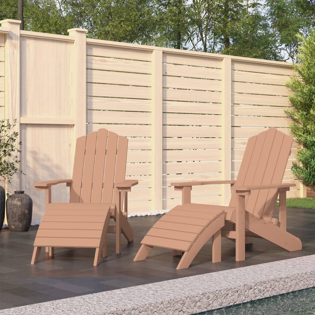 Garden Adirondack Chairs 2 Pcs With Footstools Hdpe