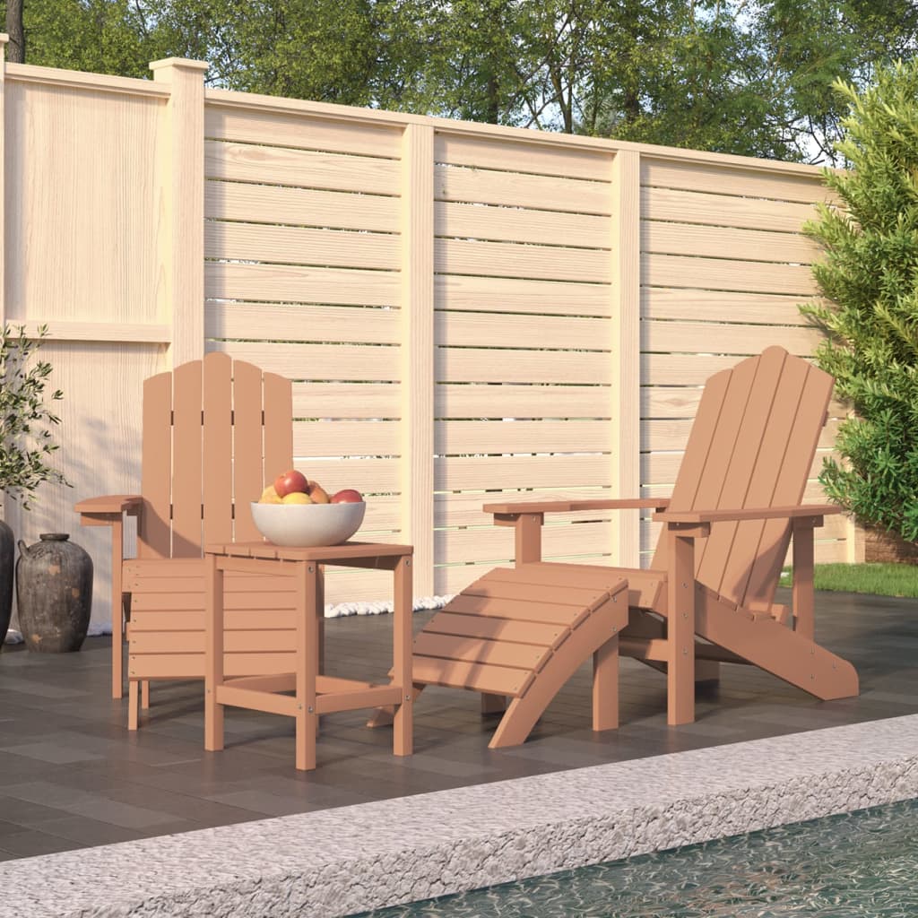Garden Adirondack Chairs 2 Pcs With Footstools Hdpe