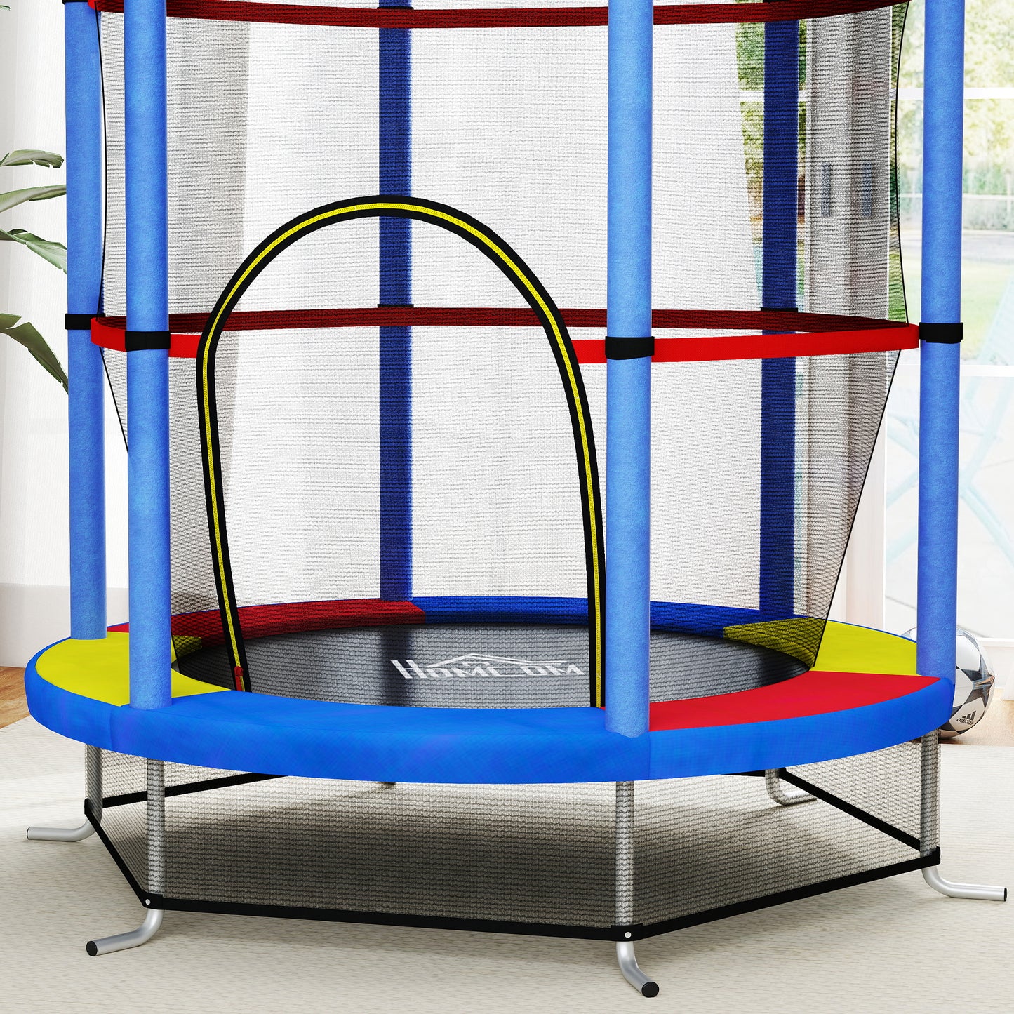 HOMCOM Kids Trampoline, with Enclosure Net, Steel Frame, for Ages 3-6 Years - MultiColoured