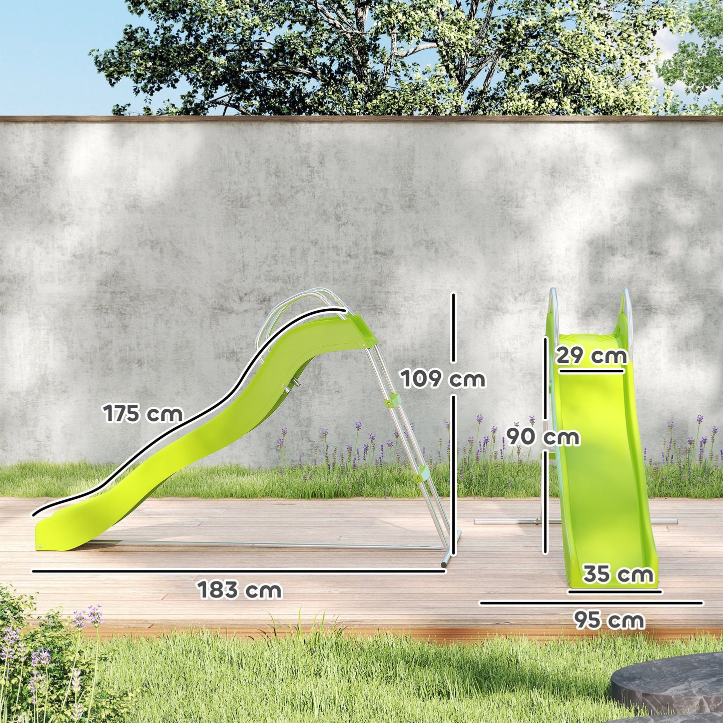 AIYAPLAY Freestanding Kids Slide with Climbing Ladder, Outdoor Playground Equipment for Ages 3-8 Years, Green