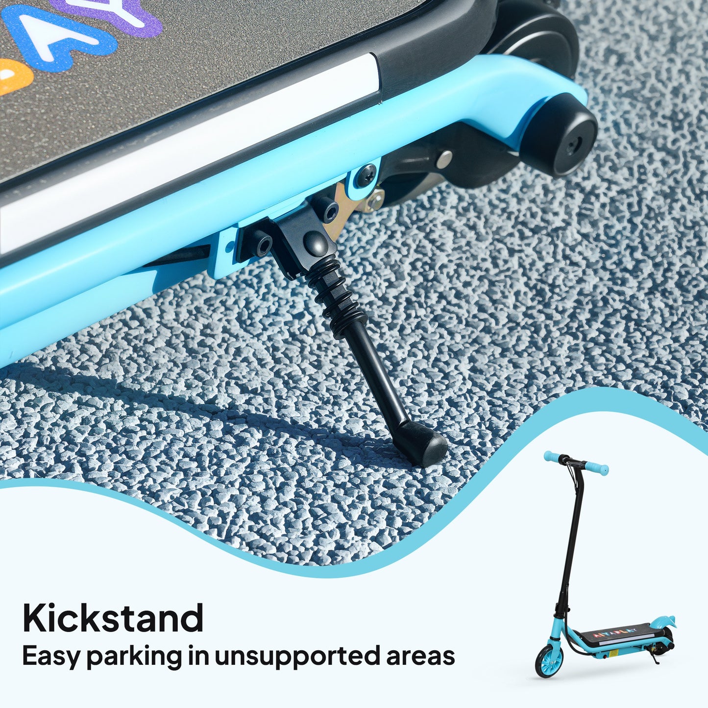 AIYAPLAY Electric Scooter for Kids Aged 6-14 Years, with Colourful Lights, Blue