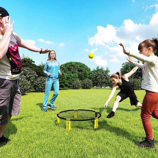 SPORTNOW Spike Ball Set, Beach Games Set with Net, 3 Balls and Ball Pump with Carrying Bag