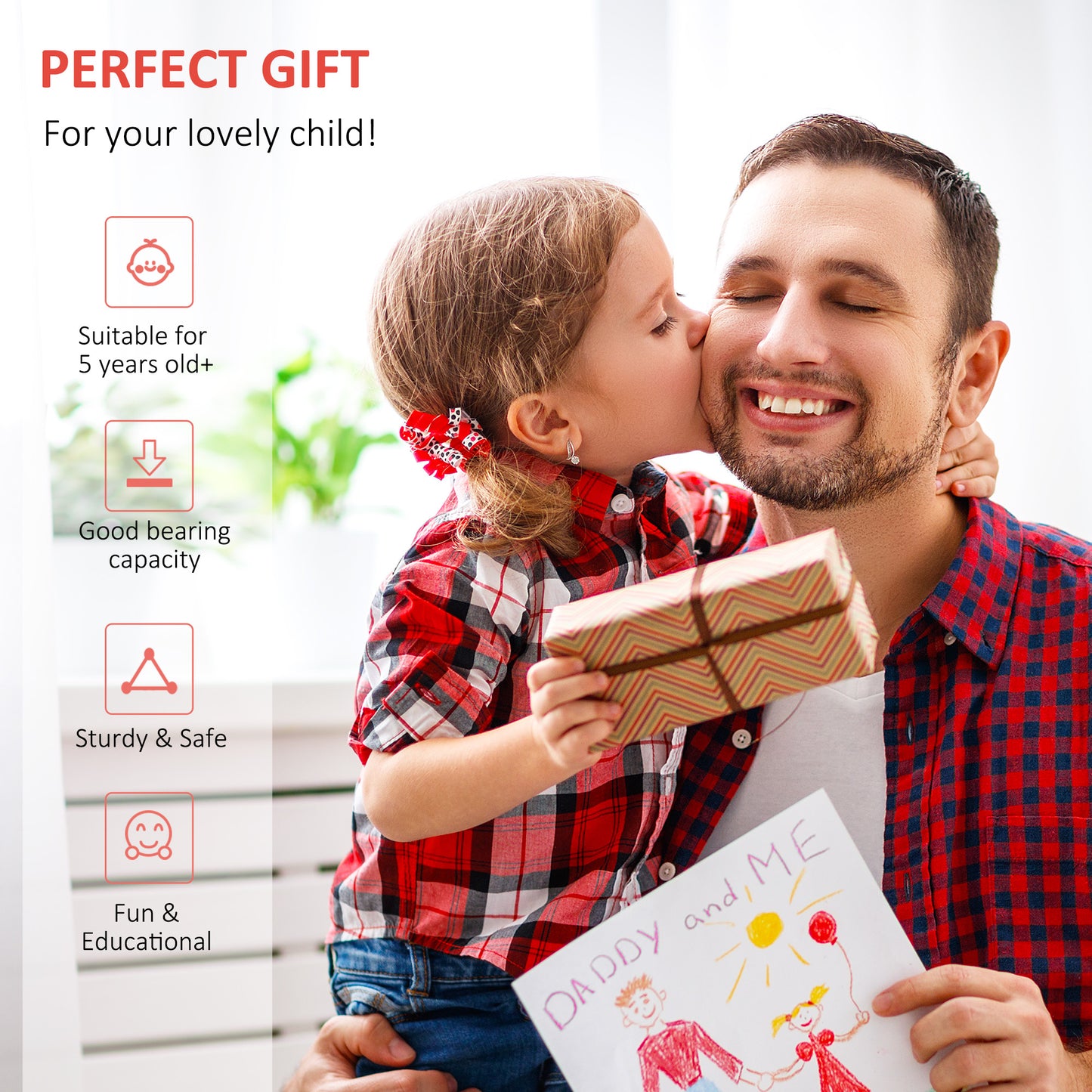 HOMCOM Stunt Scooter, Kids Scooter, 12'' Rubber Tyre Kick Scooter with Adjustable Handlebar, Dual Brakes, Black