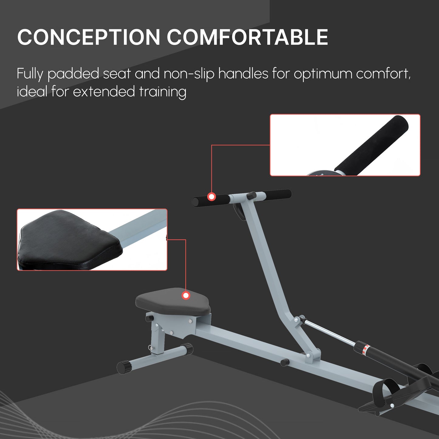 HOMCOM Rowing Machine Cardio Rower Workout Fitness Body Tonner Home Gym Training