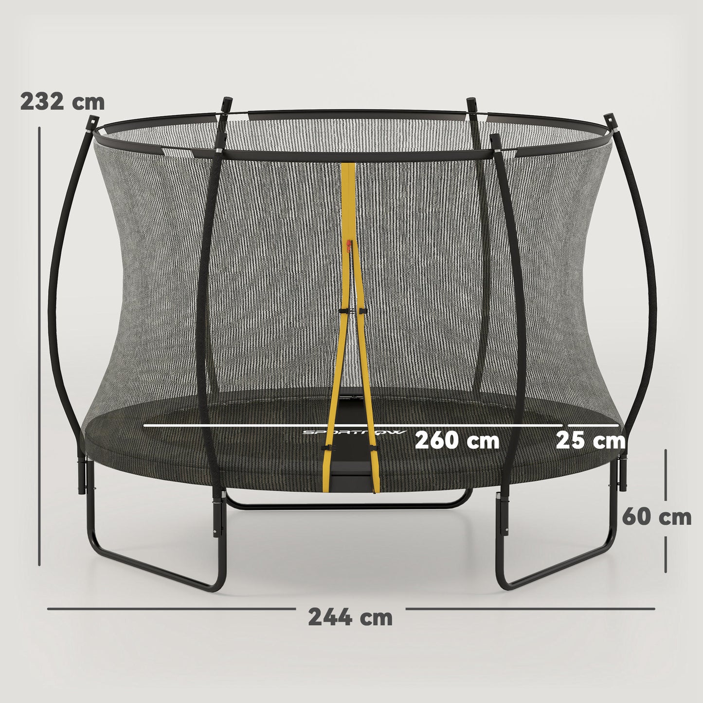 SPORTNOW 8ft Outdoor Trampoline with Enclosure Net, Spring Cover, Black