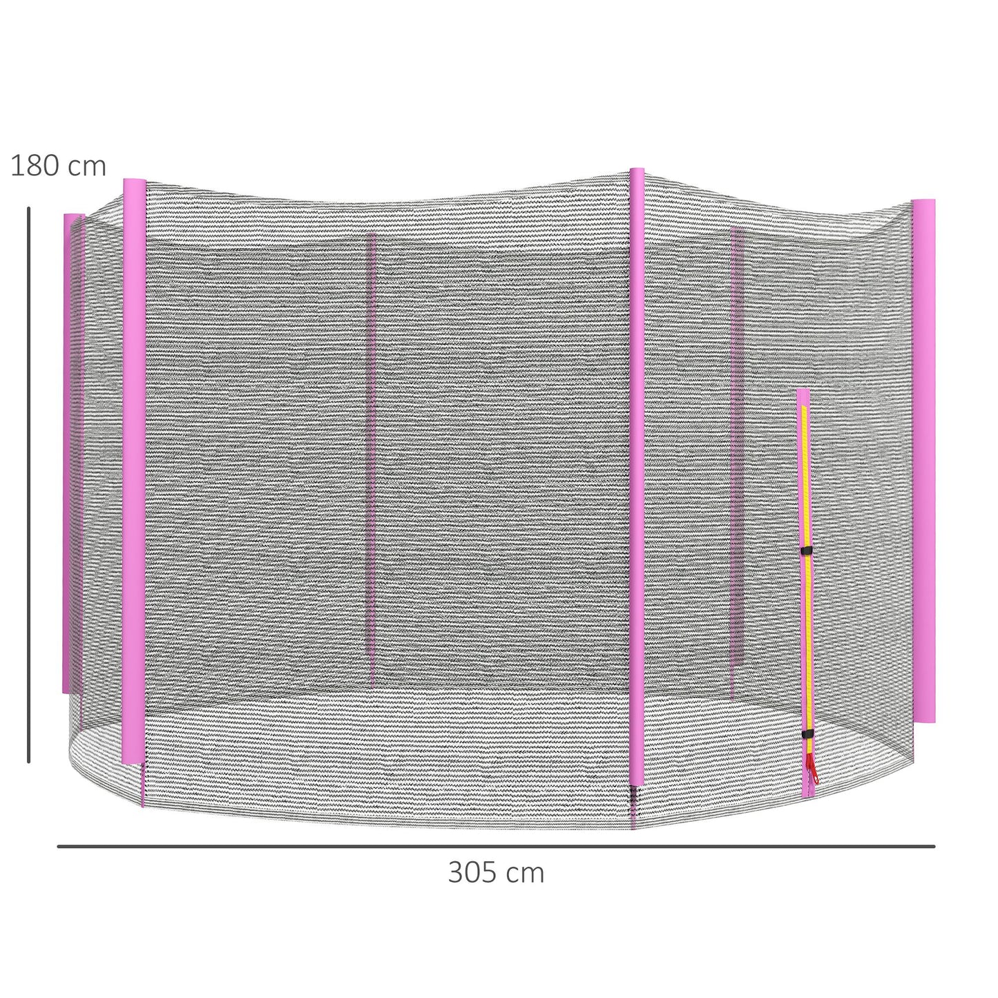 SPORTNOW 10ft Trampoline Net Replacement with 6 Plastic Pole Covers, Weather-Resistant Trampoline Netting Replacement with Zipped Entrance, Poles Not Included, Pink