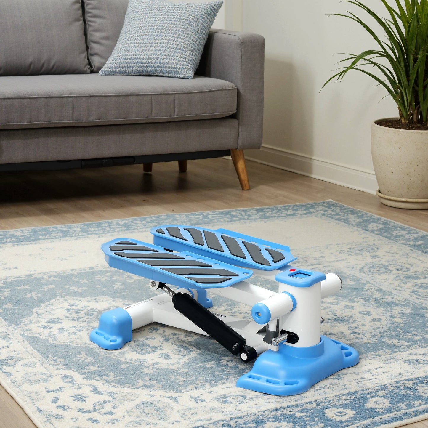 HOMCOM Portable Mini Stepper, Steppers for Exercise Workout with LCD Display Monitor, Anti-skid Foot Pedals for Home Gym Office, Blue